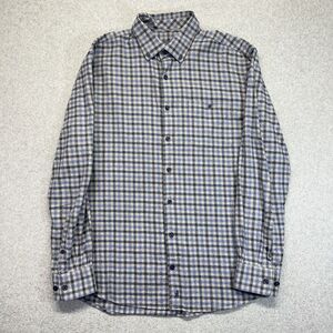 Johnnie-O Hangin’ Out Flannel Shirt Men’s Medium Gray Plaid Front Pocket